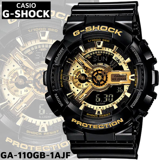 G-SHOCK 国内正規品 カシオ Gショック 腕時計 メンズ タフネス ブラック×ゴールドシリーズ 樹脂バンド GA-110GB-1AJF